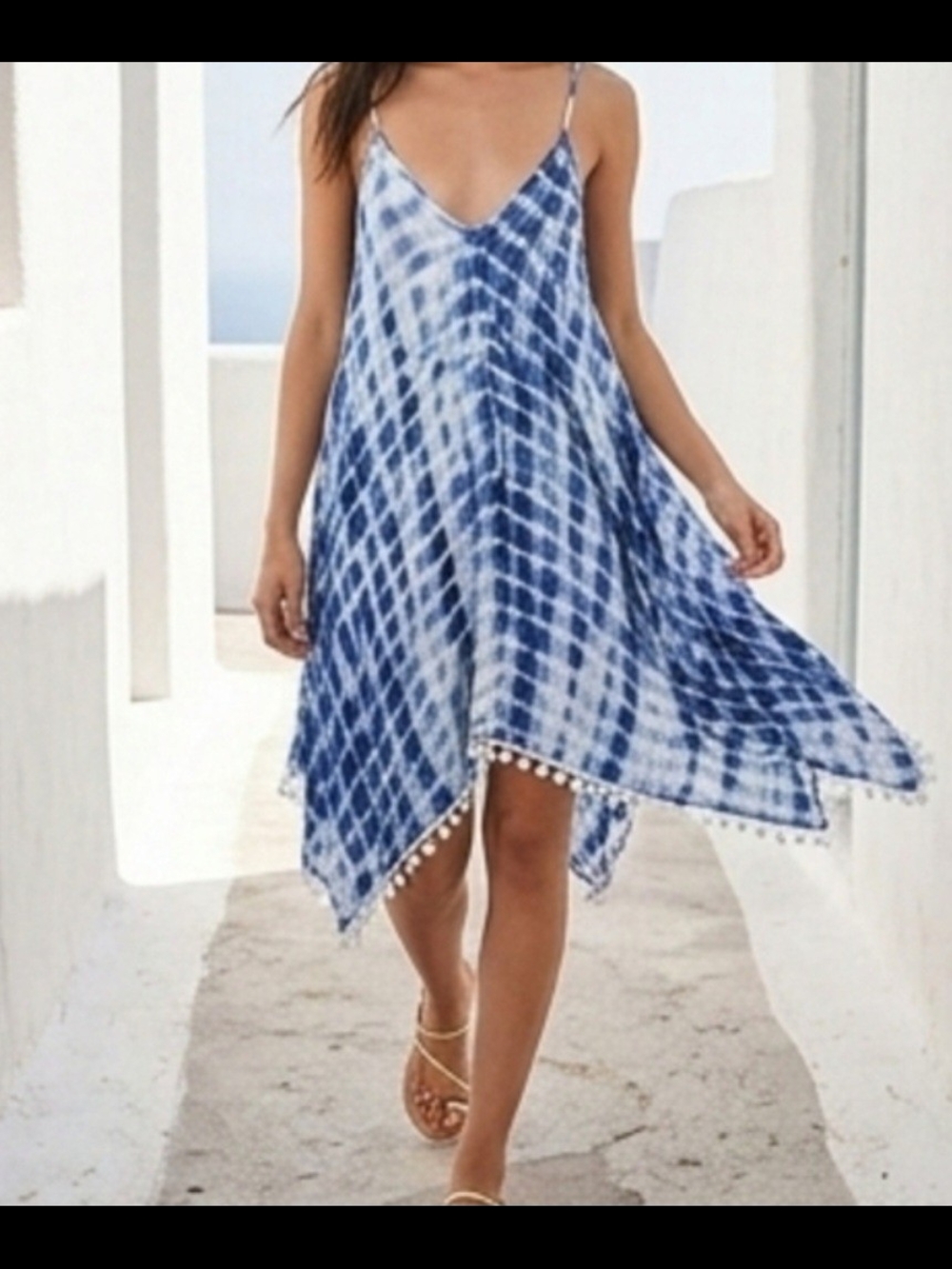 Japna Blue and White Tie-Dye Swim Coverup